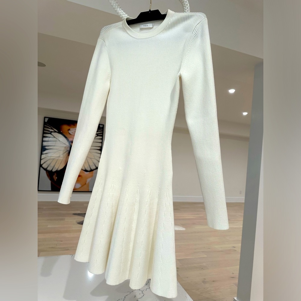 ALC cream ribbed dress with long sleeves size small